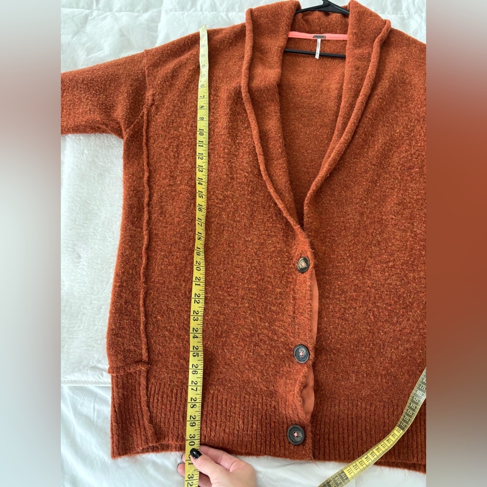 FREE PEOPLE Eucalyptus Oversized Cardigan In Mustard size S - Picture 11 of 16